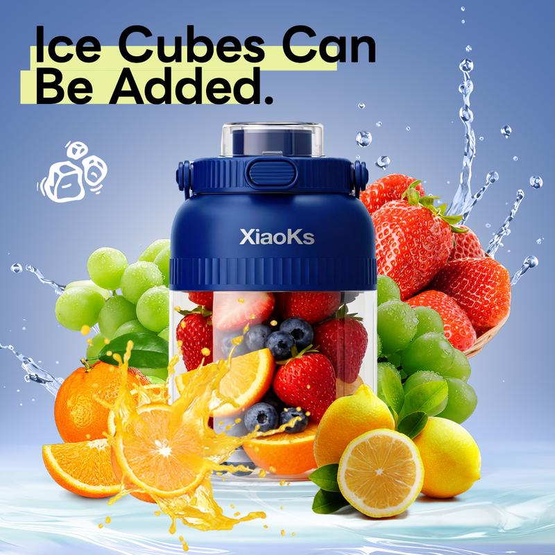 Xiaoks BPA-Free Electric Citrus Juicer 45.7oz, Straw, Two Lids, Portable Blender for Smoothies, Shakes, Food Prep & Frozen Blending - Outdoorfun