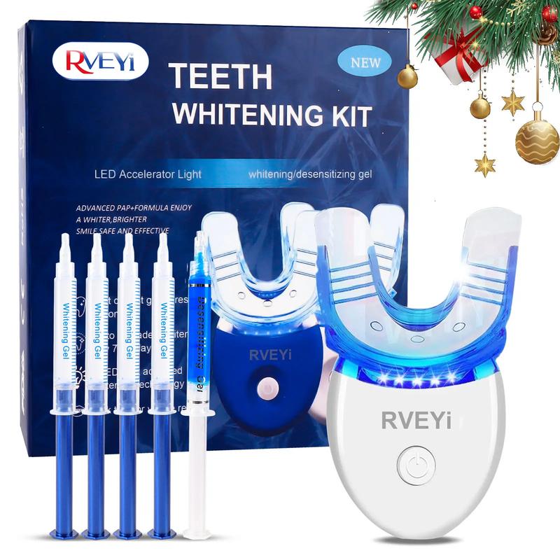 LED Teeth Brightening Kit, 1 Set Teeth Tool Kit with LED Accelerator Light and Carbamide Peroxide Gel, Safe and Effective Enamel-Friendly Teeth Whitening and Cleaning Dental Care Set #TOP PICKS