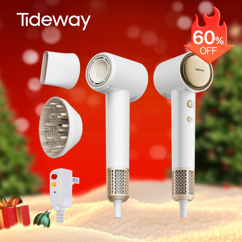 Tideway SilkJet Pro High-speed Ionic Blow Dryer - 110000 RPM Brushless Motor, Ionic Technology, 4 Temperature Settings, Thermo Control Thermal Protection, Ergonomic Design, Optimized Airflow, Gentle Drying Hair Tool for Men & Women, Ideal Gift summerwins