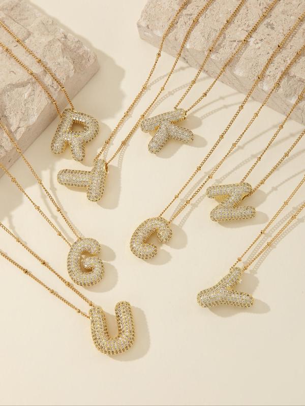 Fashion Letter Design Pendant Necklace for Women & Girls, Statement Necklace, Initial Necklace, Rhinestone Decor Necklace for Party, Daily Clothing Decor, Trendy Accessory for Birthday Gift, Jewelry Gifts, Jewelry Accessories