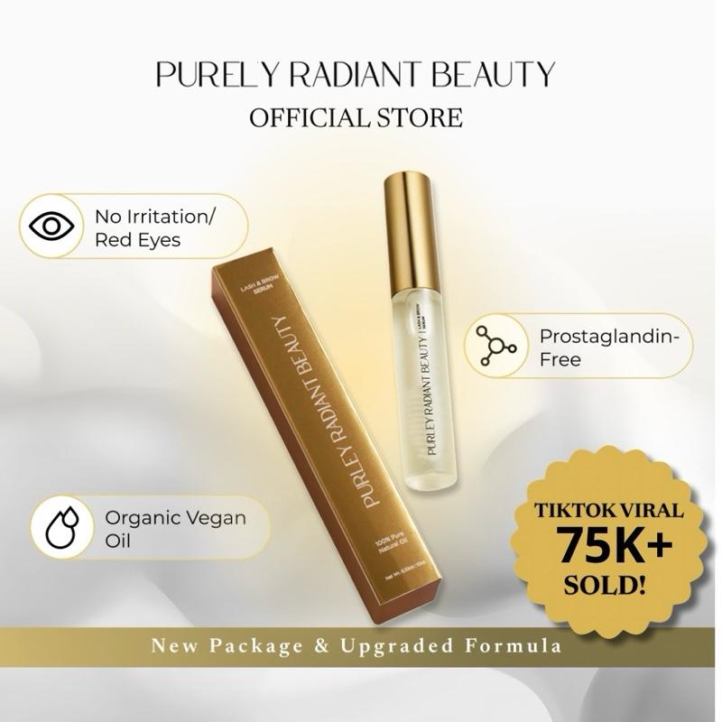 Purely Radiant Beauty Viral Lash & Brow Growth Serum – Organic, Vegan, Prostaglandin-Free – Thicker Longer Lashes – Castor + Rosemary Oil – TikTok Favorite- 100k+Sold