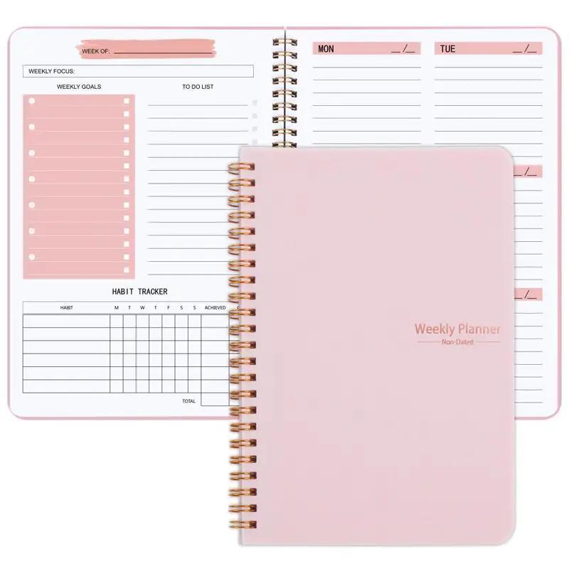 Spiral Bound Weekly Planner Notebook, 1 Count Efficiency Manual Calendar, Desk Notepad For Work And Personal Organizer, Valentine's Day Gift, Office Stationery Supplies