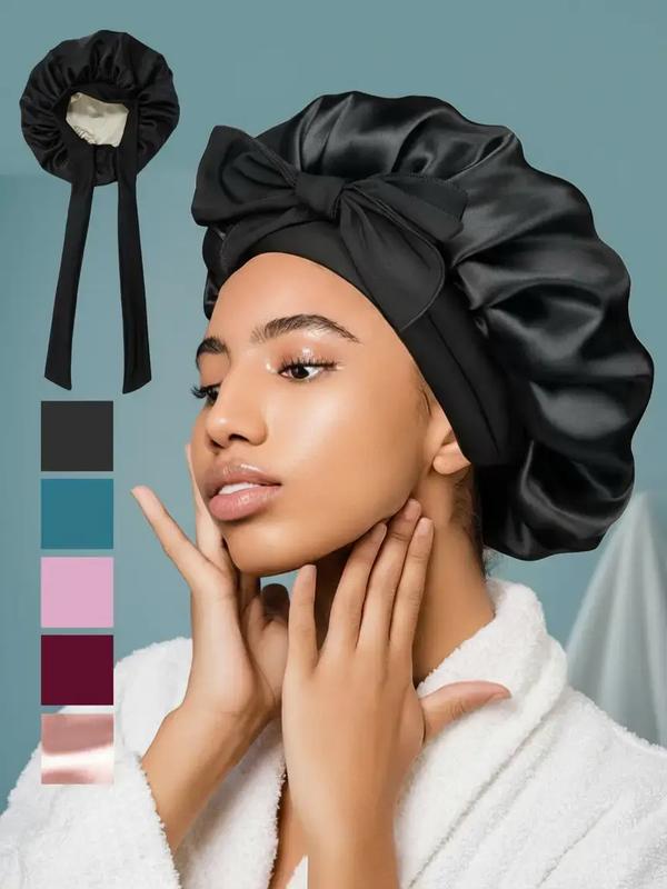 Women's Elegant Solid Color Sleeping Bonnet, Soft and Comfy Elastic Wide-Band Hair Bonnet for Daily Use, Adjustable Hair Bonnet, Sleep Bonnets