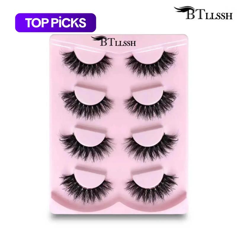 Thick False Eyelashes, Eyelash Set, Wispy Cat-Eye Faux Cluster Lashes, Natural Curling Eye Makeup Strip Lashes for Women & Girls #GLOBAL PICKS
