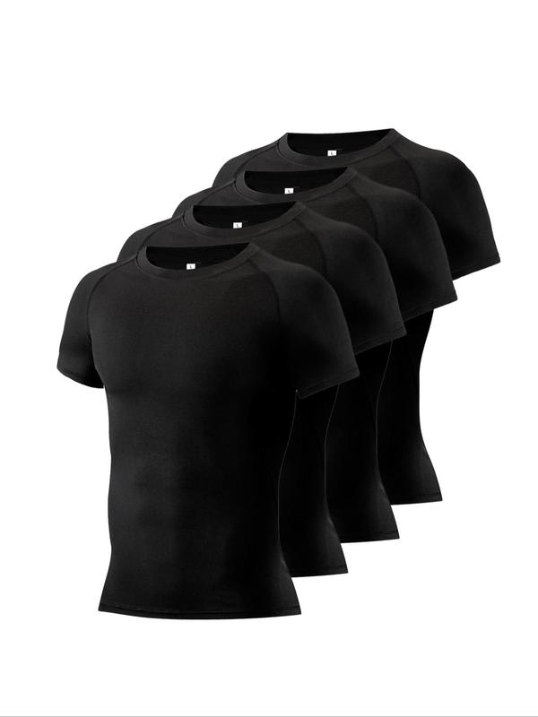 Men's Plain Round Neck Raglan Sleeve Sports Tee, Quick Drying Breathable Comfy Short Sleeve T-shirt, Men's Sportswear for Running Gym Workout, Fitness Sport Top