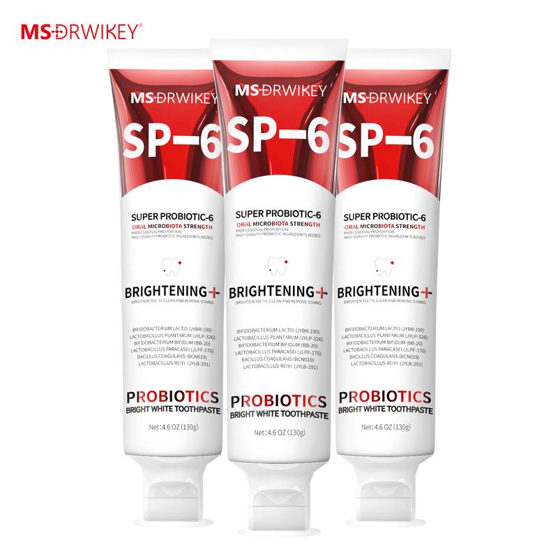 MSDRWIKEY SP-6 Probiotic Fresh Breath Toothpaste Set - 130g x 3 | Long-Lasting Freshness | Oral Care Oral Care Tool
