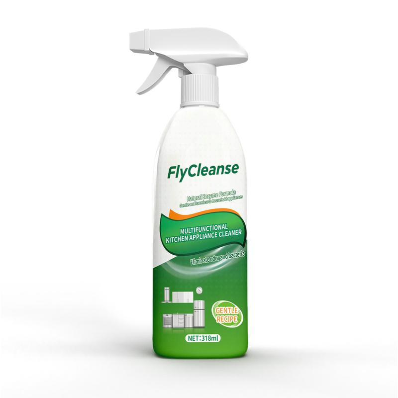 FlyCleanse Natural Enzyme Formula Kitchen Cleaning Spray - Fast-Acting Household Grease & Mold Remover Liquid, for Kitchen Stoves & Range Hoods, 318 ml Bottle, 24-Month Shelf Life, Father's Day Gift Idea,summerwins