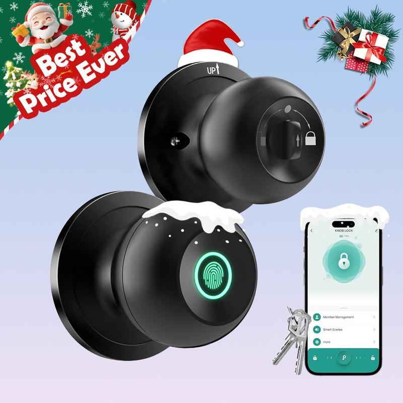 Fall CIEPOJIT Fingerprint Soor Lock, 1 Count Smart Door Knob with APP/Keypad, Keyless Entry Smart Lock, Biometric Lock Great for Room, Garage, Apartment, Room Accessories, Stocking Fillers Gift