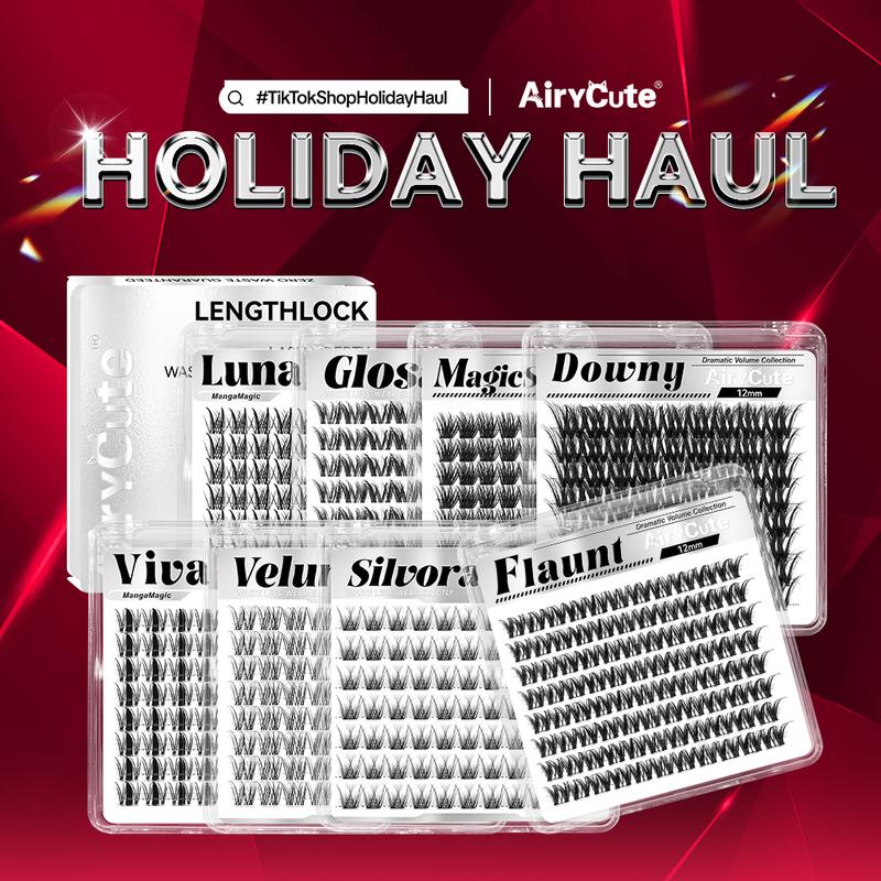 AiryCute One-Size Collection | LengthLock Lash Clusters Luna Glosa Viva Velure Flaunt Bubble 8mm-16mm | 12mm 14mm 16mm Ultra-Dense Waterproof Long-Lasting DIY Lashes For Flawless Look #SummerVibes