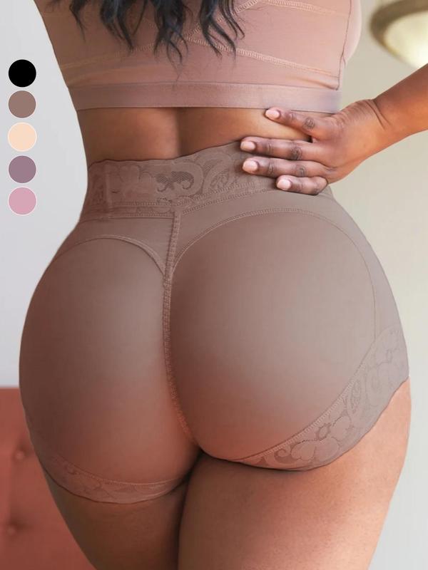 YZY Fajas Women's Plain Contrast Lace High Waist Shapewear Panty, High Stretch Tummy Control Butt Lifting Shaper, Women's Shapewear Bottoms for Daily Wear, High Waisted Shapewear