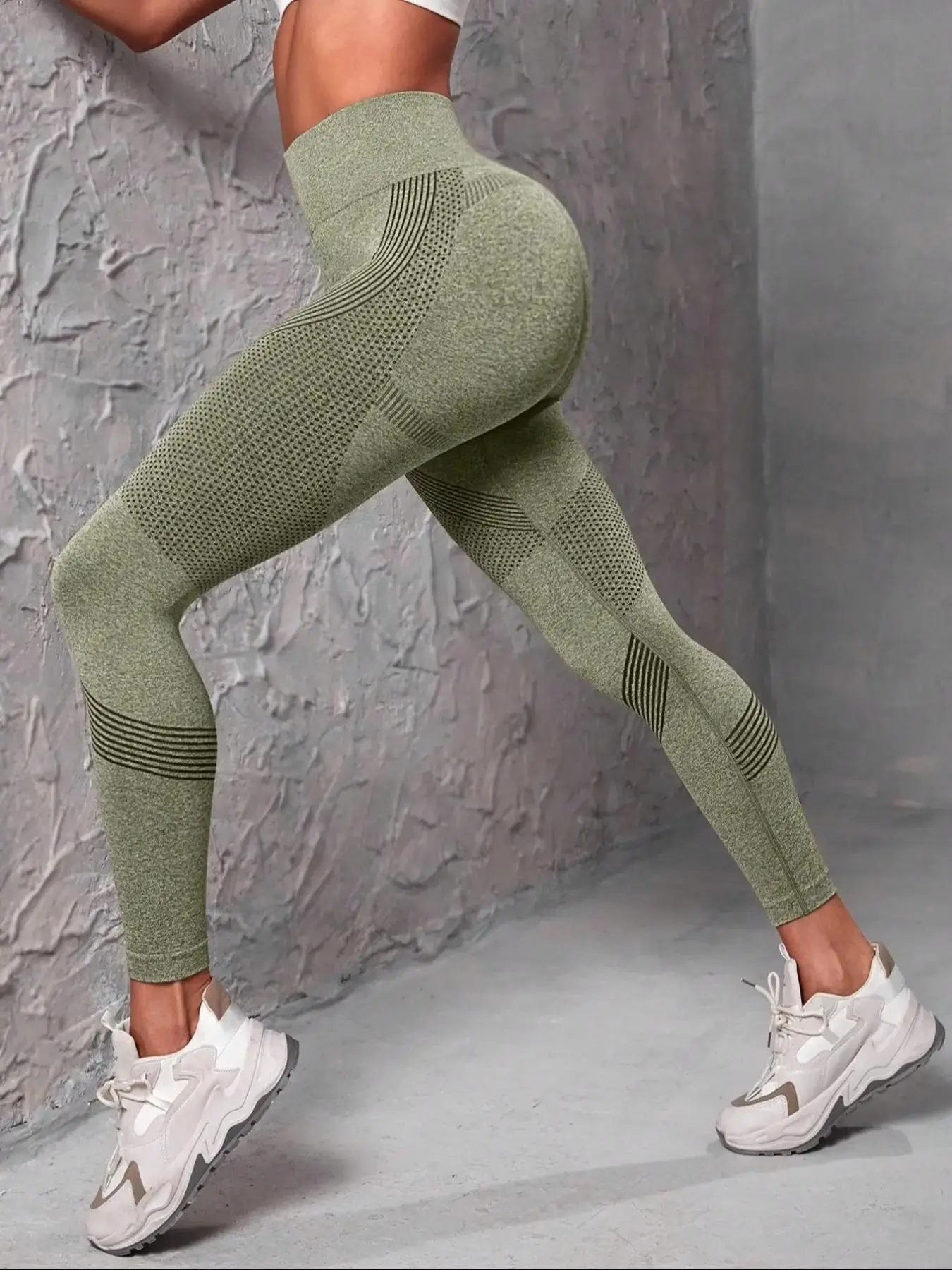 Women's High Waist Sports Leggings, Workout Leggings, Athleisure Fitness Leggings, Sporty Wide Waistband Skinny Pants, Ladies Sportswear for Indoor Outdoor Wear