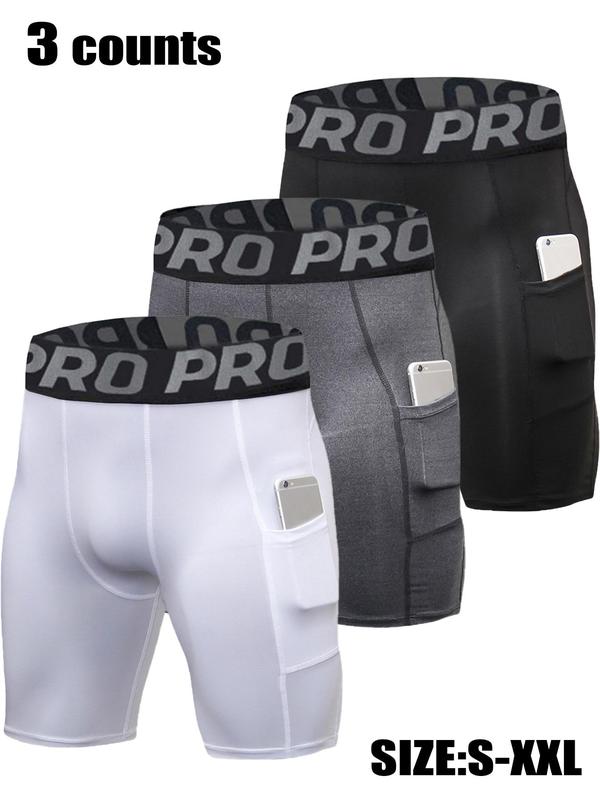 Men's Letter Tape Pocket Shapewear Shorts, Polyester Breathable Compression Sports Quick Drying Shapewear Bottoms, Men's Shapewear for Summer, Summer Outfits 2025