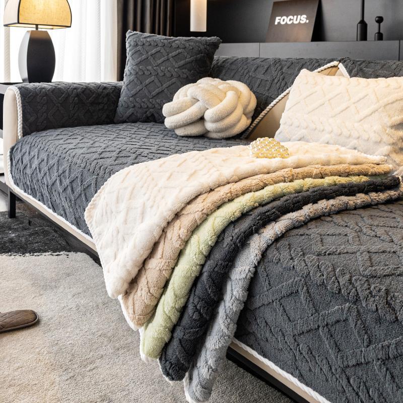 sofa cover Solid Color Cotton Velvet Sofa Cushion, 1 Count Simple and Modern Sofa Cover, Anti Slip Sofa Cover Cushion for Home Living Room Bedroom Sofa Slipcover #GLOBAL PICKS