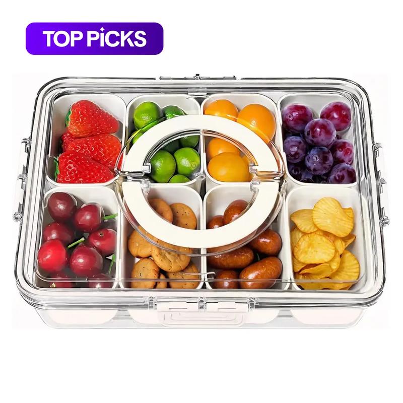 Food Storage Box, 1 Set Clear Food Storage Container with Lid & Handle, Portable Reusable Snack Container for Home Kitchen Party, Travel Accessories
