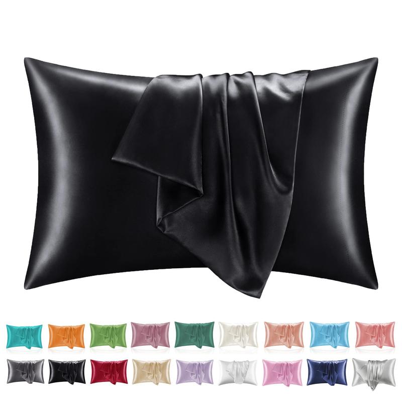 Solid Color Satin Pillowcase, Simple Pillowcase Without Filler, Soft Pillow Cover, Skin-Friendly with Envelope Closure, Bedding Supplies for Home & Dormitory, Cool Bedroom, Bedroom Accessories, Silky Satin Bedding, Polyester Bedding