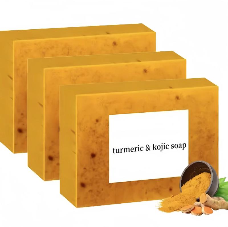 3PCS Lemon Turmeric Kojic Acid Soap+(Complimentary bottle of mousse) Lemon Kojic Acid Soap Bar Turmeric Soap Bar Kojic Acid Soap Facial Skincare Radiant Comfort
