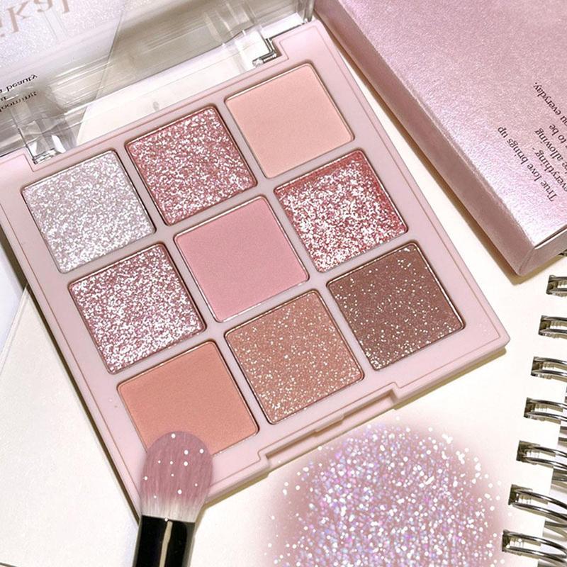 9 Colors Eyeshadow Palette, Highly Pigmented Palette, Matte and Glitter Eye Shadows Palette, Long Lasting Shimmering Eye Shadow Makeup Products, Enhance Eye Makeup, Eye Makeup Products Cosmetic