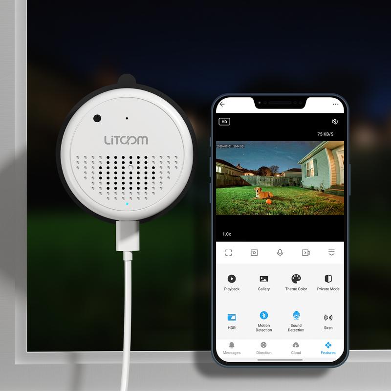 Litokam Window Security Camera 3MP 2K, Indoor WiFi Cameras wifi6&2.4GHz with Colorvue AI Color Night Vision, Support Wi Fi6,Motion & Person Detection with Auto Focus , Easy Installation, 24/7 Recording Works with Alexa & Google Home,Support TF card