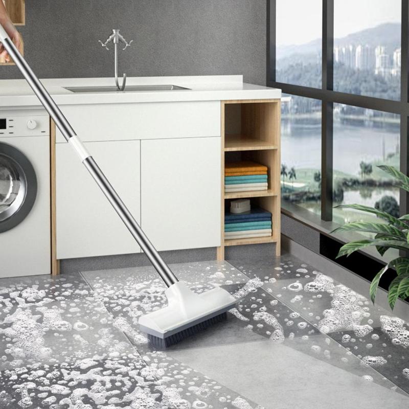 2 In 1 Floor Scrub Brush With Handle, 1 Piece Multifunctional Stiff Bristle Floor Cleaning Brush, Household Cleaning Tool