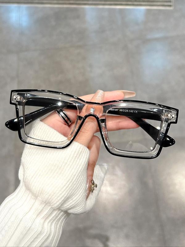 Blue Light Glasses for Men & Women, Stylish Square Frame Eyeglasses, Summer Travel Essentials, Fashion Eyeglasses for Work & Daily Wear, Perfect for Students, Square Frame Eyewear