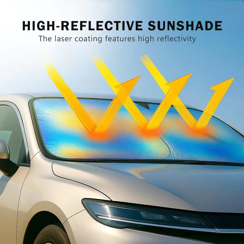 Laser Car Windshield Sun Shade | Reflector Sunshade Offers Ultimate Protection for Car Interior | Cool Reflective Sun Blocker Fits Sedan/SUVs, MPVs. (57x29.5 in),Summervibes