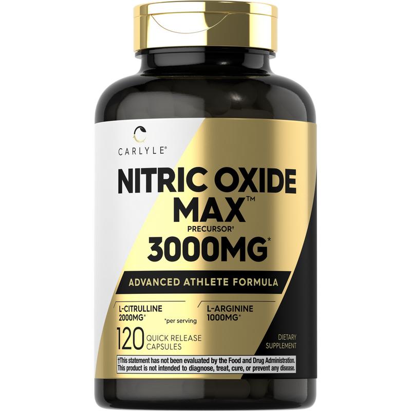Carlyle Nitric Oxide Supplement 3000mg | For Men and Women | 120 Capsules | Pre Workout with L-Arginine & L-Citrulline | Non-GMO, Gluten Free