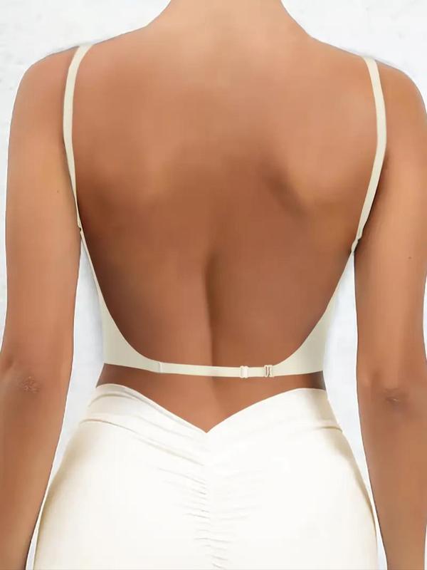 Women's Solid Color Wireless Backless Bra, Comfortable Breathable Multiway Bras for Daily Wear, Soft Lingerie for All Seasons, Underwear, Solid Basic Bra