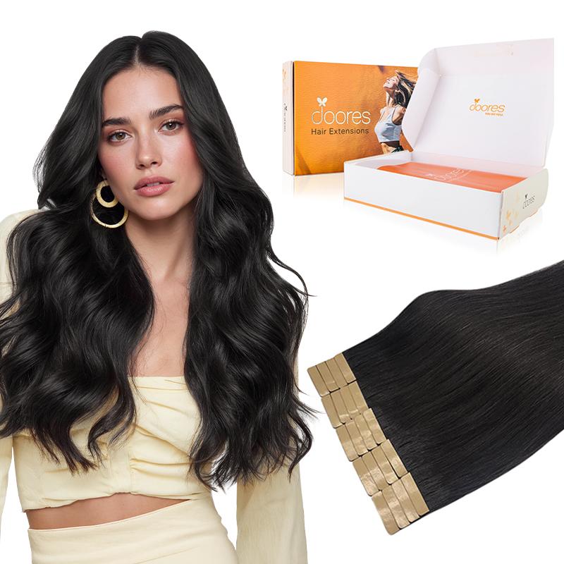 Doores Tape in 10-28'' length Remy Human Hair Extensions Natural Straight