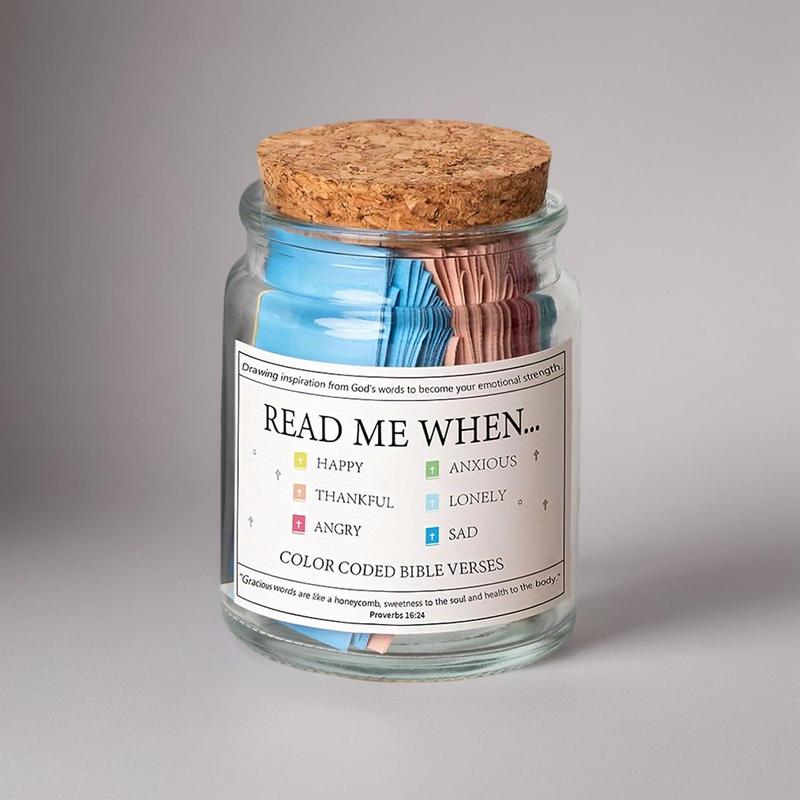 Religious Bible Verse Jar, 1 Set Glass Scripture Prayer Jar, Room Decor, Bedroom Decor, Summer Express Emotions and Feelings Gift Bottles for Church Holiday, School Supplies, Fall Decor, Gifts for Girl