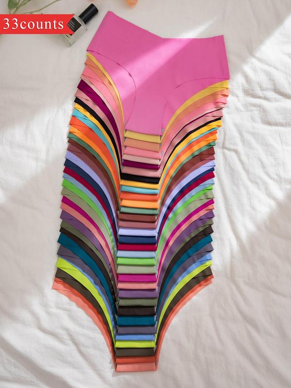 Women's Solid Color / All-Over Print Briefs, Soft Comfy Seamless Fit Panties for Daily Wear, Fashion Breathable Underwear for All Seasons, Panties Collection