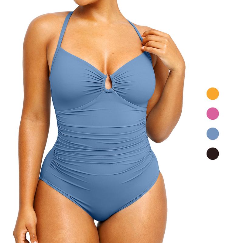 Shapellx Women's Smart Sculpt Shaping Swimsuit U-Ring Cut Out Slimming Swimwear One Piece Tummy Tucking Bathing Suit outdoorfun