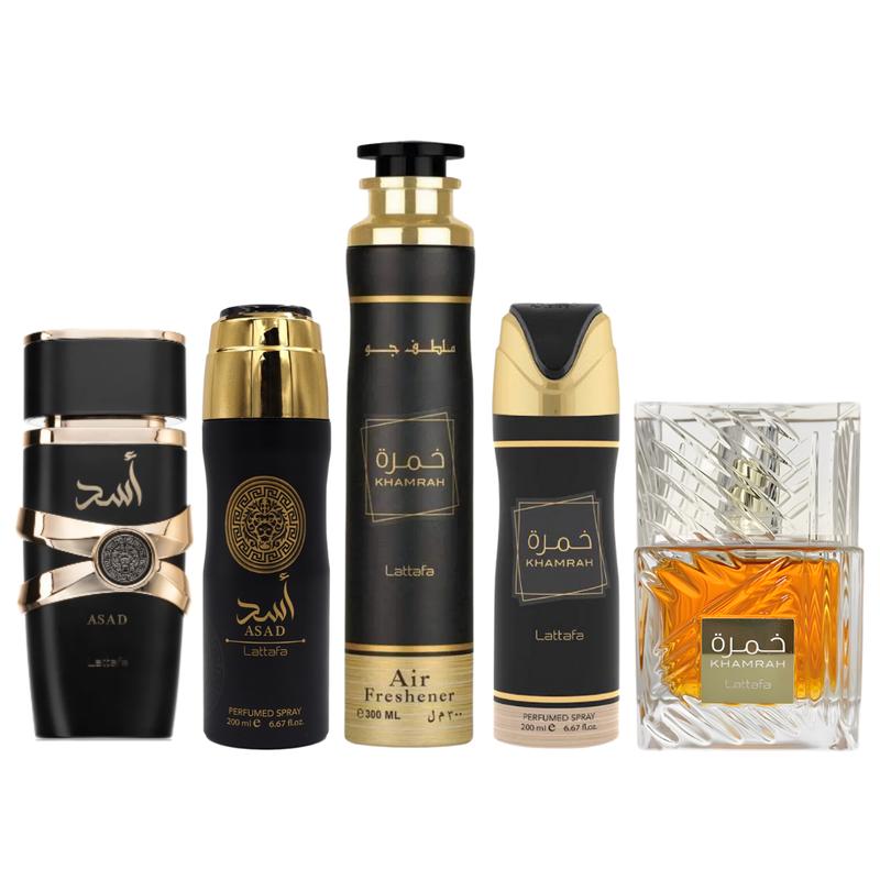 ASAD + KHAMRAH + ASAD DEODRANT + KHAMRAH DEODRANT + KHAMRAH AIRFRESHENER (5PC GIFT SET) Scented Scent, Aroma, Perfume