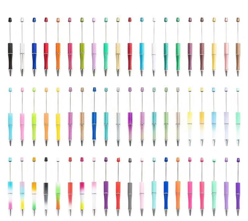 【P1] (Qty 10 for solid and print) Standard Beadable Pens - Black Ink, Durable Plastic, Easy DIY, Fun Creative Gift for Home Office School Business