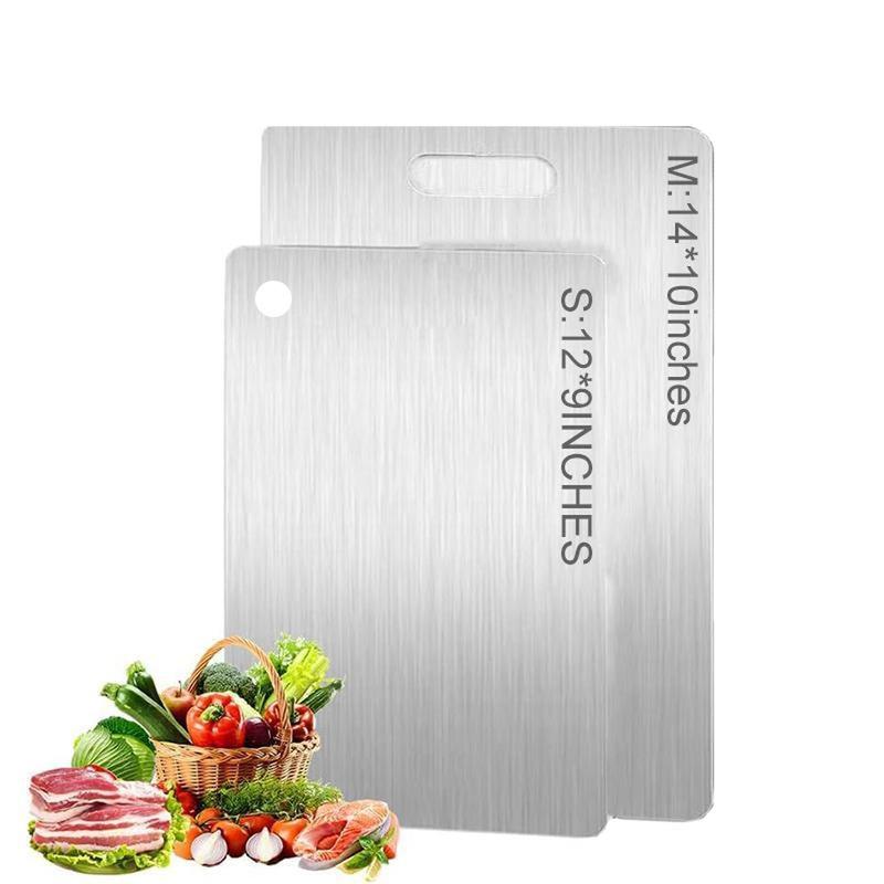 Stainless Steel Double Sided Chopping Board, 1 Count Cutting Board, Kitchen Chopping Board for Meat & Vegetable, Kitchen Accessories