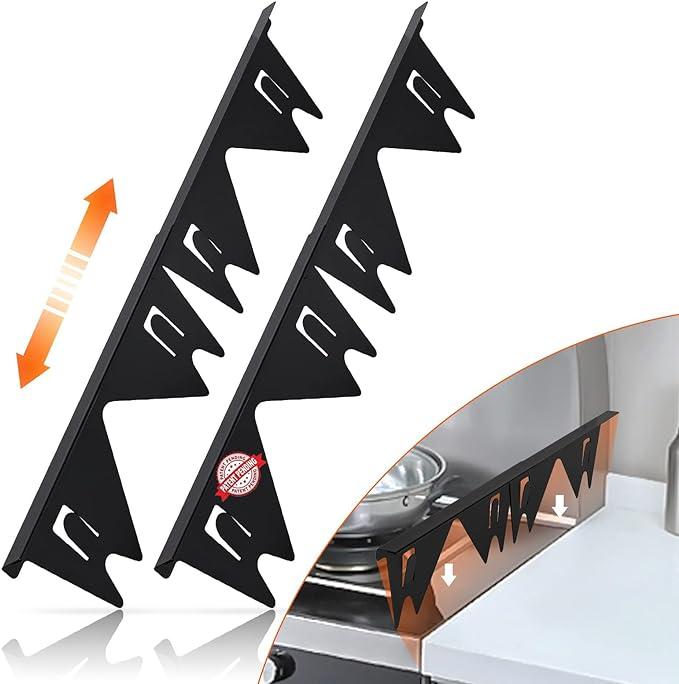 [SUPAFA]  Stainless Steel Stove Gap Covers,Stove Gap Filler,Range Trim Kit, Stove Gap Guards, Heat Resistant and Easy to Clean, Easy retractable Length 13.8" to 27.5", Width 0.79"(2PCS) Adjustable Telescoping，kitchen gadgets