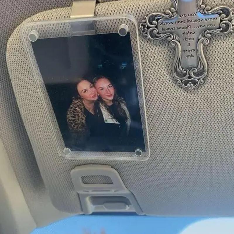 Personalized-Acrylic Car Sun Visor Photo Frame Clip, Wallet Photo Holder, Stylish Automotive Accessory, Unique Gift for Couples, Car Accessories