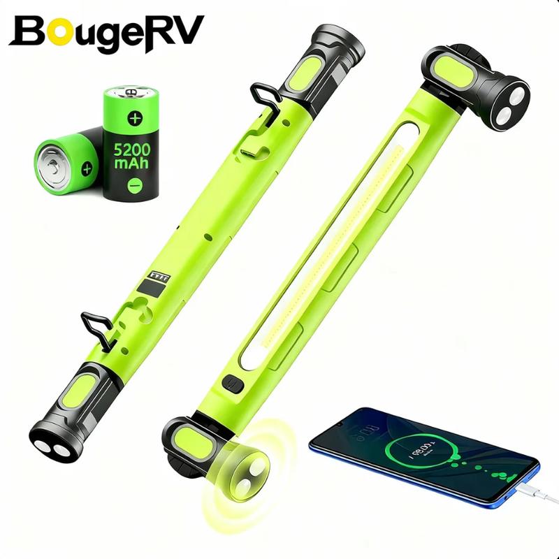 【Summervibes】BougeRV Under Hood Work Light Bar, 3000LM LED Magnetic Light Bar with Hooks, 5200mAh Cordless Rechargeable Hood Light, Single Pack, Ideal for Mechanic, Car Repair & Garage Use