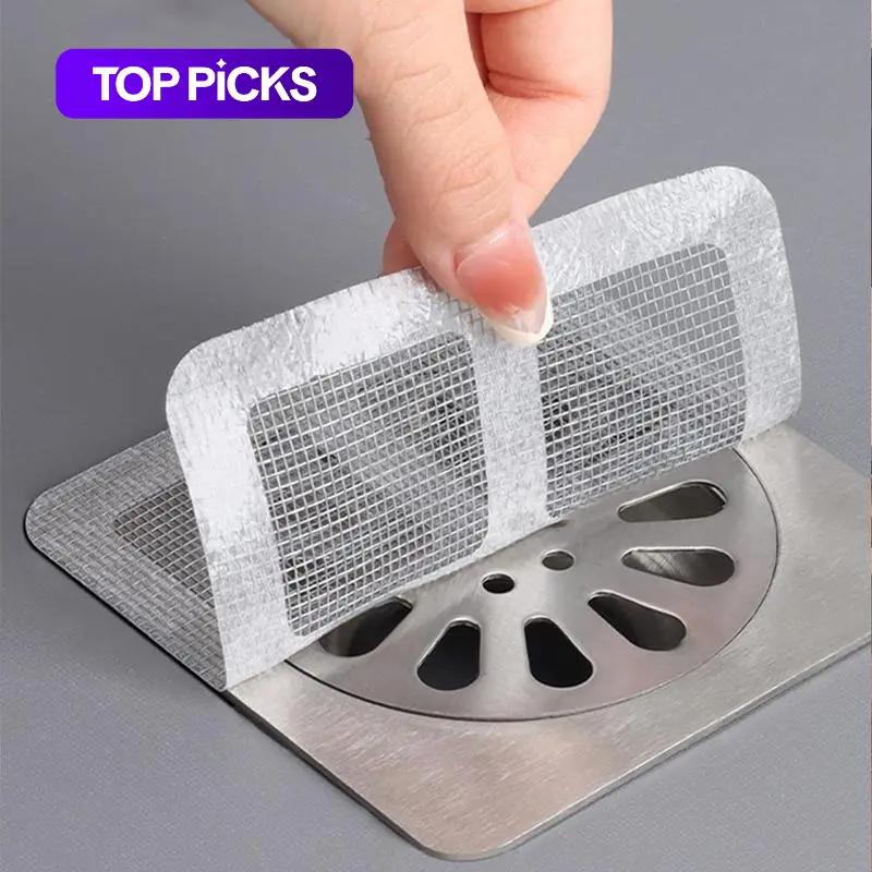 Sewer Hair Blocking Stickers, 3 Counts, 6 Counts or 12pcs Floor Drain Filter Screens, Drain Strainer Covers for Hair Stoppers, Summer Home Bathroom & Kitchen Essentials