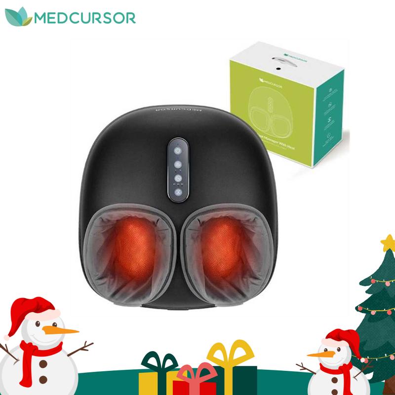 Medcursor mothersdaygift Foot Massager with Heat - 3D Full Wrap Massage for Tired Muscles & Plantar Comfort - Portable Quiet Design with Removable Zippered Foot Sleeve - Ideal Gift for Relaxing Therapy
