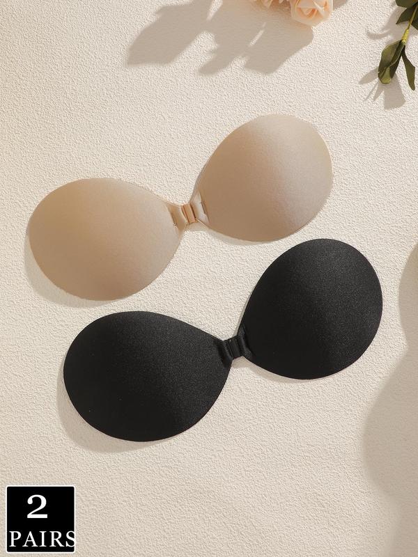 Women's Solid Buckle Front Stretchable Silicone Bra, Casual Basic Invisible Strapless Bra, Women's Lingerie Accessories for Daily Wear, Underwear, Everyday