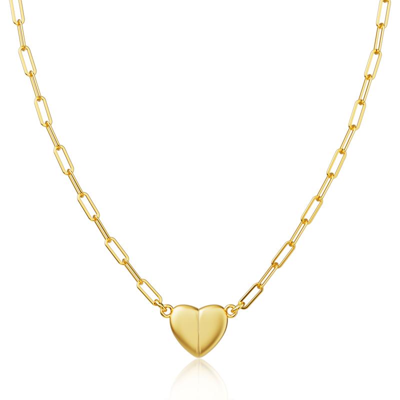 Tewiky 14K Gold/Silver-Plated Heart Shape Pendant Magnetic Necklace for Women Dainty Fashion Choker Necklace Jewelry Love Party Mother's Day Gift summerwins