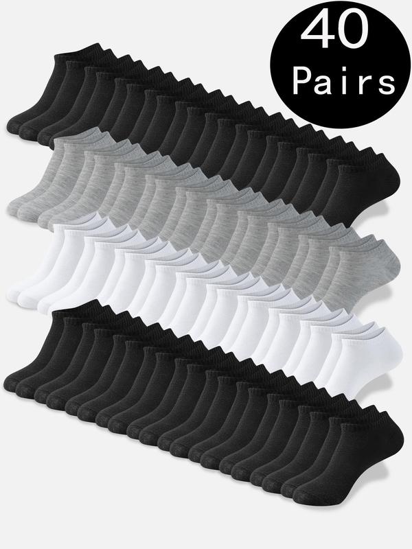 Men's Plain Ankle Socks, Training Low Socks, Casual Comfy Breathable Solid Color Socks for Daily Wear, Socks for Men, Men Socks, Socks Set, Socks Pairs, Breathable Fabric Socks, Soft Breathable Socks, White Socks, Menswear