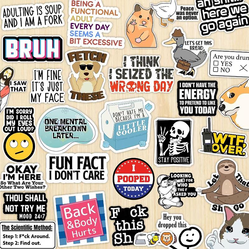 130PCS Funny Saying Sticker Pack - Snarky, Sarcastic Bold Humor Vinyl Waterproof Meme stickers for laptop, computer, water bottle, ipad, phones bumper folding  chair sticker pack