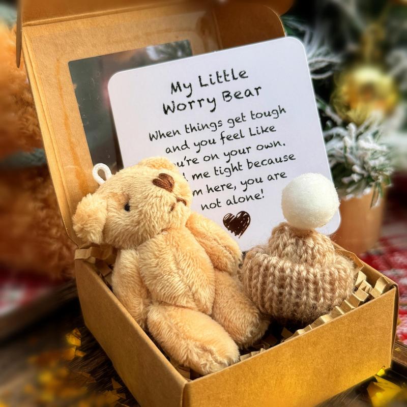 Little Bear in Box, 1 Set Mini Plush Bear with Inspirational Card, Sympathy Gift #GLOBAL PICKS