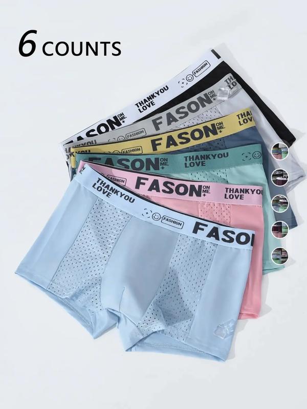 Men's Letter-Tape Boxer Briefs, Breathable, Comfortable Underwear for Daily Wear, Soft Men's Underwear Great for Summer