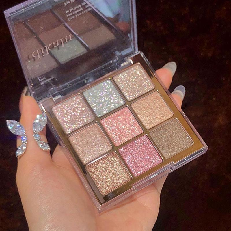 Pressed Glitter Eyeshadow Palette, Shimmering Highly Pigmented Blendable Eyeshadow Powder, Long-Lasting Shimmer Eye Makeup for Summer Looks #GLOBAL PICKS