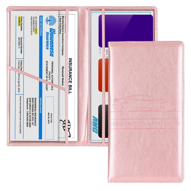 Car Registration and Insurance Card Holder, Magnetic Closure Durable Vehicle Organizer, Essential Car Document Wallet and Car Accessory for Women and Men