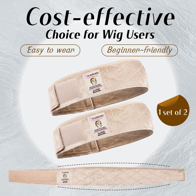 Summervibes Dreamlover Brown Black Wig Grip Band 2pcs for Women Adjustable Headband for Keeping Wigs in Place Non Slip Comfortable Breathable Hair Styling Tool