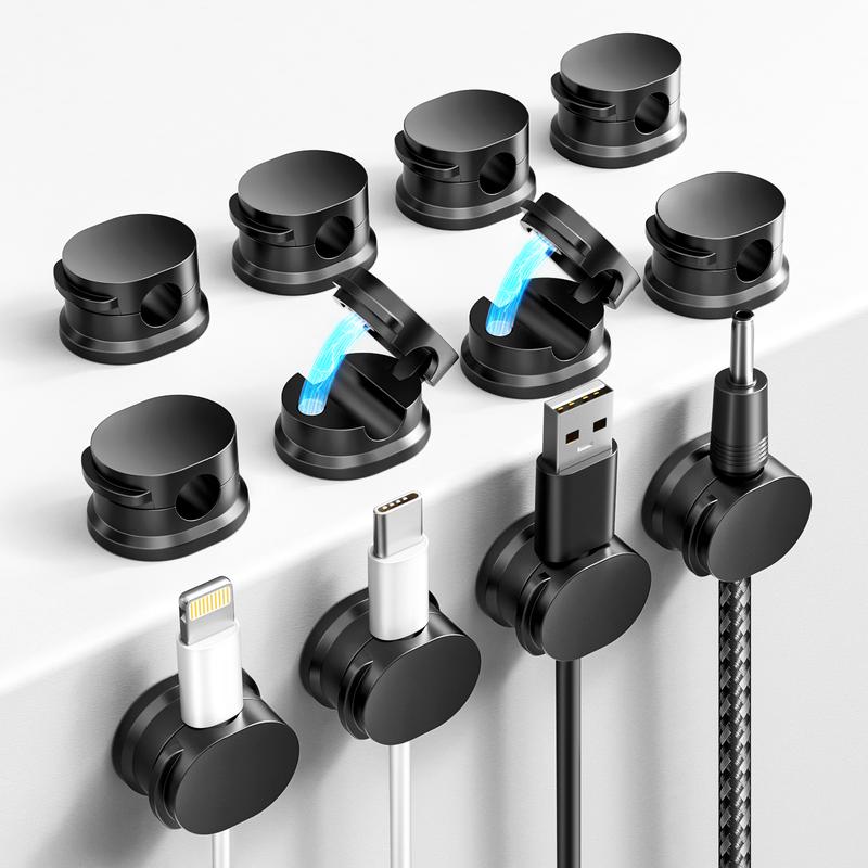 Magnetic Cord Organizer 12 Pack - Adhesive Cable Management Holder for USB Chargers on Bedside Tables Walls & Cars - Versatile & Easy to Use