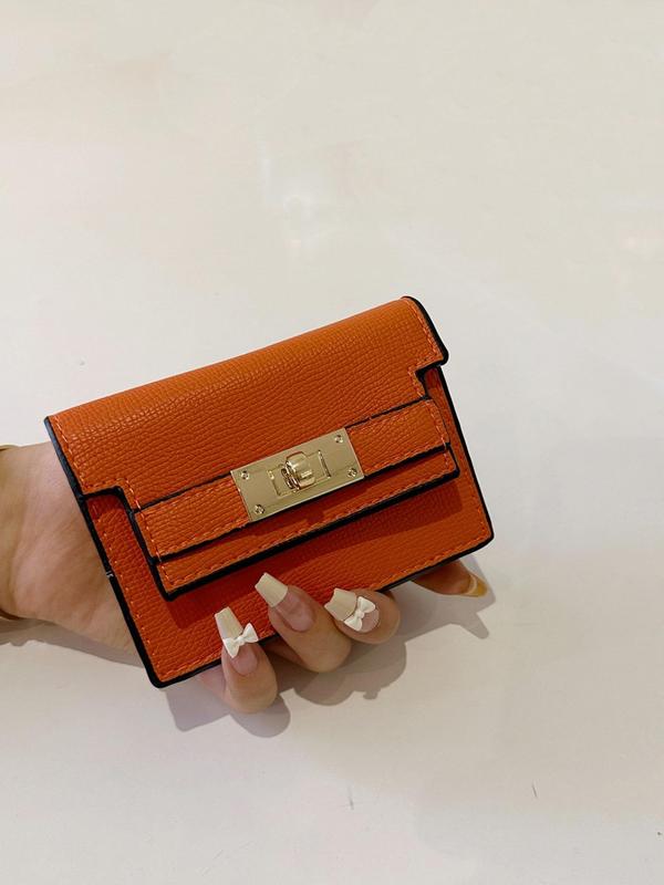 Women's Solid Color Credit Card Holder, Fashionable Small PU Leather Wallet, Casual All-Match Commuter Card Bag for Work & Daily Use, Great Gift for Girlfriend, Card Slot